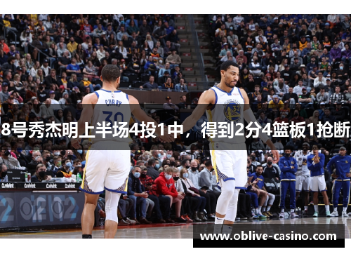 8号秀杰明上半场4投1中，得到2分4篮板1抢断